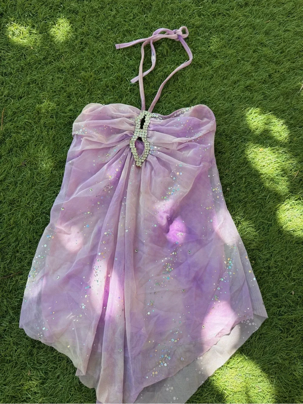 Girls Lavender Sparkle Halter One-Piece